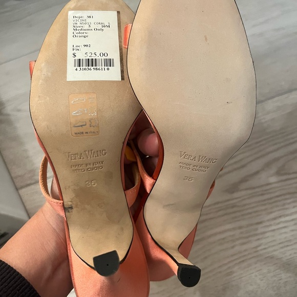 Vera Wang Coral Satin Embellished Heeled Sandals Size 5 Made in Italy - Picture 8 of 12
